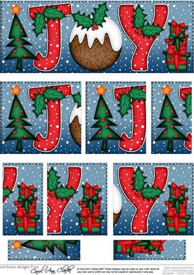 Christmas Xmas Joy with Puddings Dl Side Stacker Topper