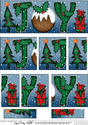 Christmas Xmas Joy with Puddings Dl Side Stacker Topper