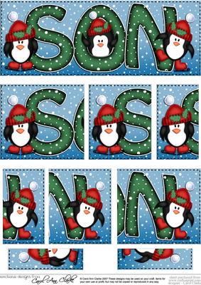 Christmas Son with Penguins Dl Side Stacker Topper