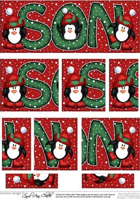 Christmas Son with Penguins Dl Side Stacker Topper