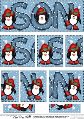 Christmas Son with Penguins Dl Side Stacker Topper