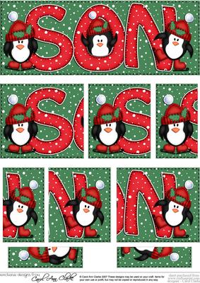 Christmas Son with Penguins Dl Side Stacker Topper