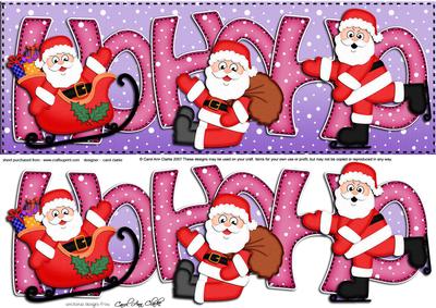Large Dl Xmas Hohoho Santa Quick Card with 3D Decoupage