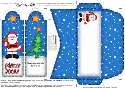 Xmas Santa's Sack Bookmark Card N Envelope