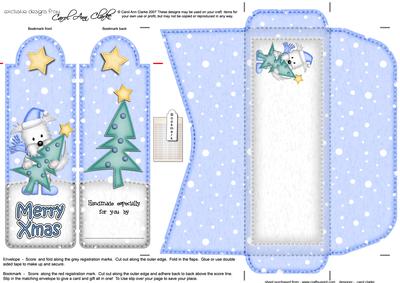 Xmas Westie Dog's Xmas Tree Bookmark Card N Envelope