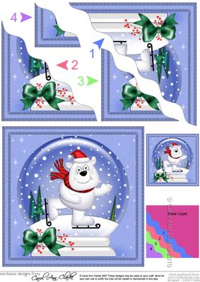 Xmas Skating Ben Polar Bear Snowglobe Wavy Corner Stacker