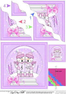 Xmas Carol Singing Snowmen Snowglobe Wavy Corner Stacker