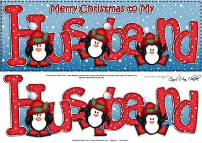 Large Dl Xmas Husband with Penguins Quick Card 3D Decoupage