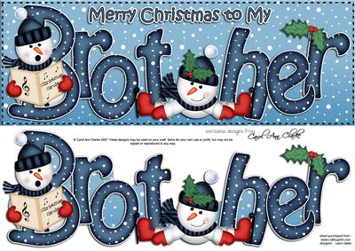 Large Dl Xmas Brother with Snowmen Quick Card 3D Decoupage