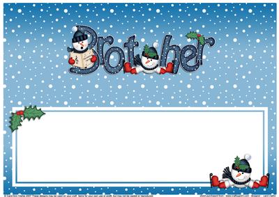 Xmas Brother with Snowmen Matching Large Dl Insert