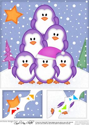 8 x 8 Penguin Tree Felties Scalloped Corner Topper