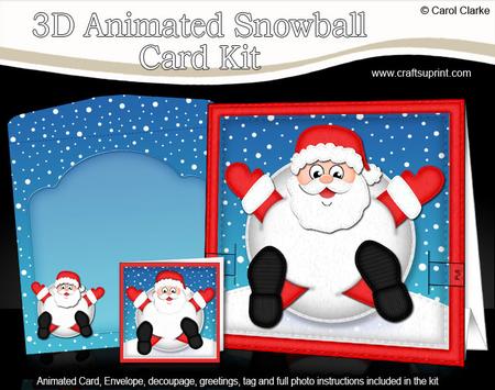 3D Oops Santa Animated Moveable Snowball Card Kit