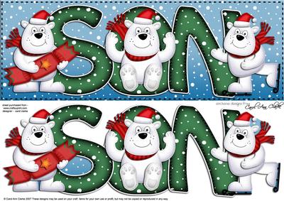 Large Dl Xmas Son with Polar Bears Quick Card N Decoupage