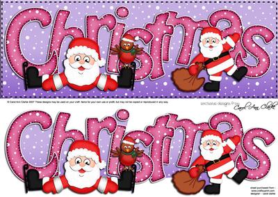 Large Dl Xmas Christmas with Santa Quick Card 3D Decoupage