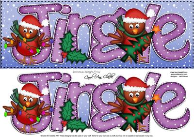 Large Dl Xmas Jingle with Robins Quick Card N 3D Decoupage