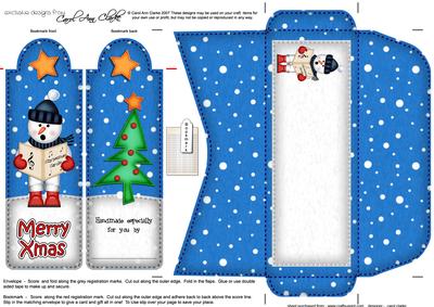 Xmas Singing Snowman Present Bookmark Card N Envelope