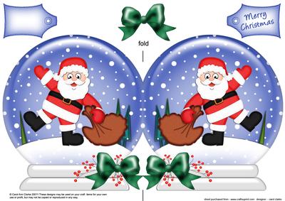 Xmas Santa's Sack Snow Globe Shaped Card