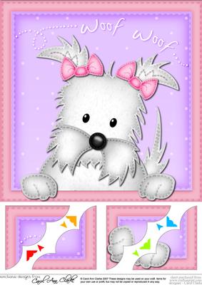 8 x 8 Westie Dog Scalloped Corner Topper