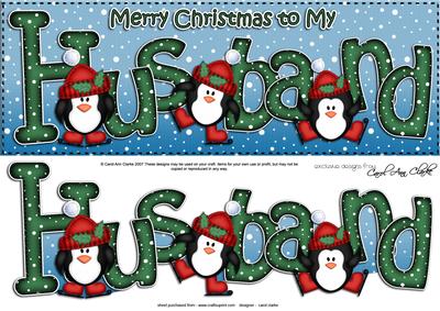 Large Dl Xmas Husband with Penguins Quick Card 3D Decoupage