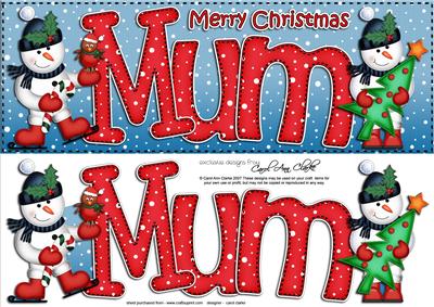 Large Dl Xmas Mum with Snowmen Quick Card 3D Decoupage