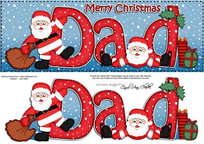 Large Dl Xmas Dad with Santa Quick Card 3D Decoupage