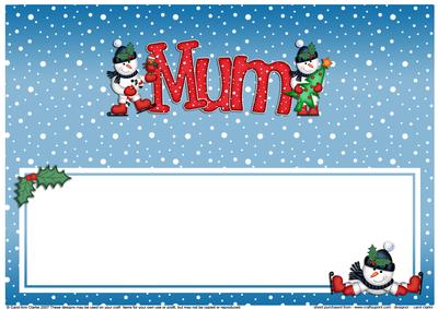 Xmas Mum with Snowmen Matching Large Dl Insert