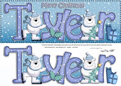Xmas Large Dl Tyler Quick Card with Bears N 3D Decoupage