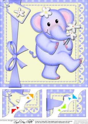 8 x 8 Lola Elephant's Flowers Scalloped Corner Topper