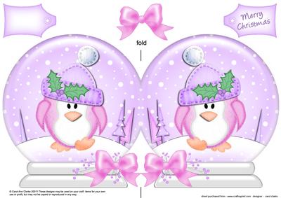 Xmas Cute Penguin Snow Globe Shaped Card