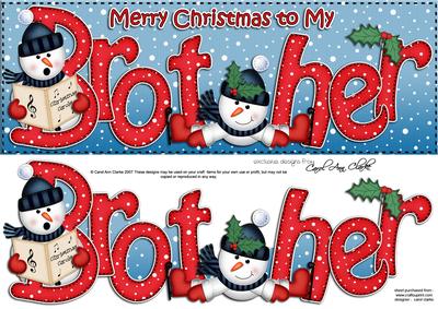 Large Dl Xmas Brother with Snowmen Quick Card 3D Decoupage