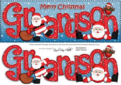 Large Dl Xmas Grandson with Santa Quick Card 3D Decoupage
