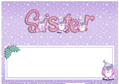 Xmas Sister with Penguins Matching Large Dl Insert