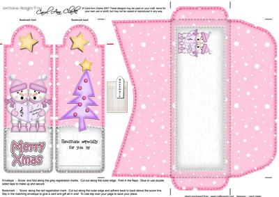 Xmas Singing Snowmen Bookmark Card N Envelope