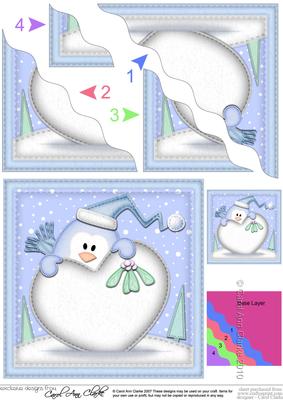 Penguin Xmas Love Wavy Corner Side Stacker