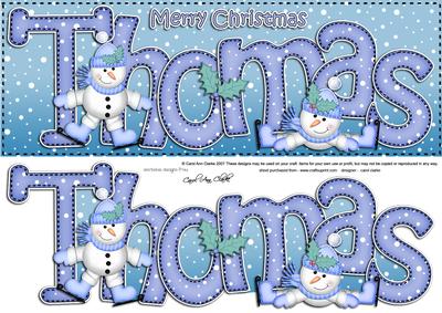Xmas Large Dl Thomas Quick Card with Snowmen N 3D Decoupage