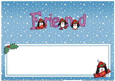 Xmas Friend with Penguins Matching Large Dl Insert