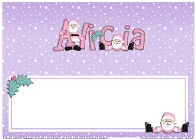 Xmas Alicia with Santa Matching Large Dl Insert
