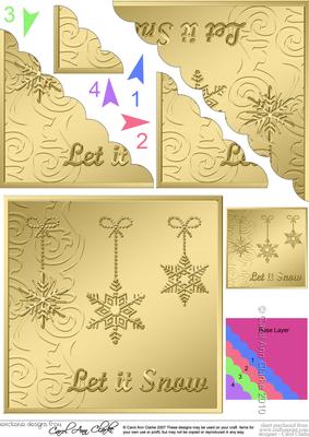 Xmas Snowflakes Scallop Corner Side Stacker Topper