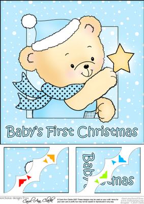8 x 8 Robert's Star Baby's 1st Xmas Scalloped Corner Topper