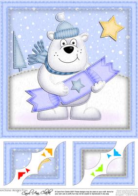 8 x 8 Xmas Ben Polar Bear's Cracker Scalloped Corner Topper