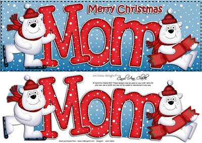 Large Dl Xmas Mom with Polar Bears Quick Card 3D Decoupage