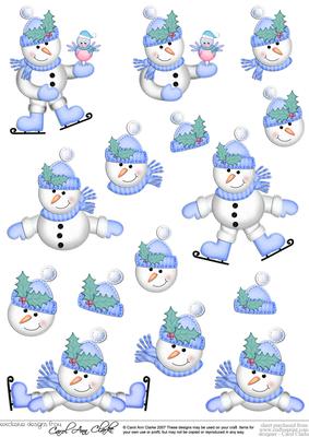 Xmas Snowman 3D Decoupage Sheet