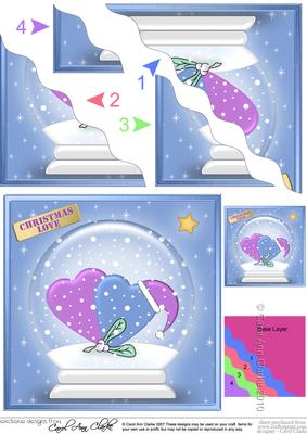 Xmas Love Hearts Snowglobe Wavy Corner Side Stacker Topper
