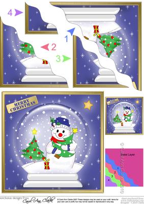 Xmas Snowman's Tree Snowglobe Wavy Corner Stacker