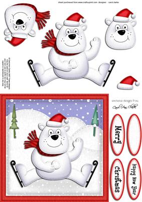 Xmas Ben Polar Bear Quick Card N 3D Decoupage