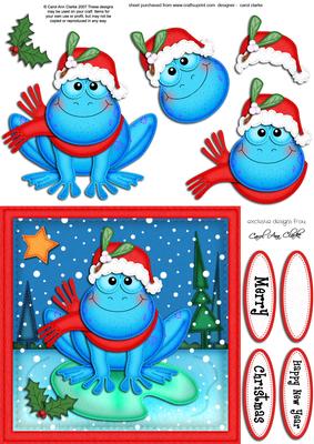 Xmas Freddy Frog Quick Card N 3D Decoupage
