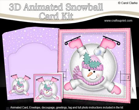 3D Oops Snowman Xmas Animated Moveable Snowball Card Kit
