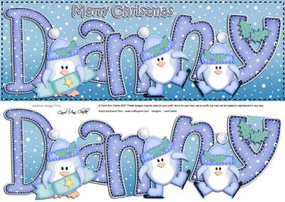 Xmas Large Dl Danny Quick Card with Penguins N 3D Decoupage