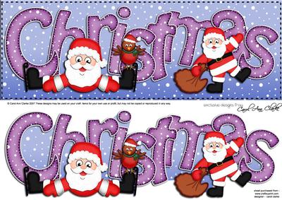Large Dl Xmas Christmas with Santa Quick Card 3D Decoupage