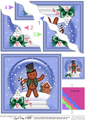 Xmas Gingerbread Man Snowglobe Wavy Corner